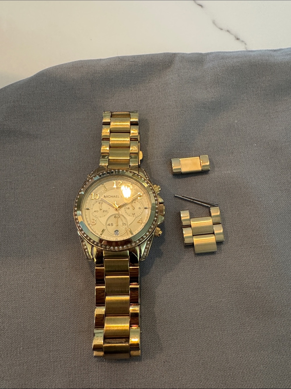 Michael Kors Gold Tone Women's Crystal-Accent Bracelet Watch